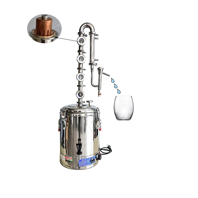 25L domestic small alcohol distiller electric brandy brewing machine built-in 4 layer copper plate distillation tower