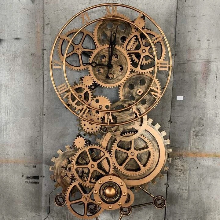 Steampunk Cog Design Bronze clock rotatable factory custom gear clock Clock home decor