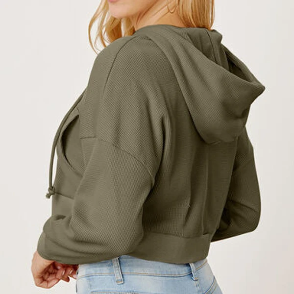 RTS Women Spring Jacket Fleece Warm Soft Sport Wear Fitness Top Crop Fleece Hooded Fashion Women Jacket For Women