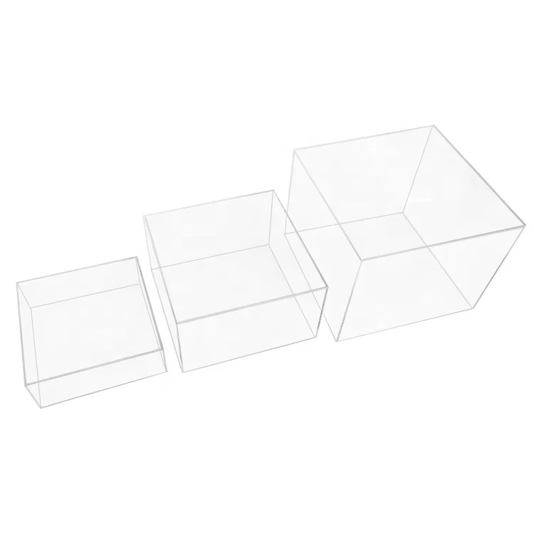 Acrylic Cube Riser 5 Sided Acrylic Nesting Risers with Hollow Bottoms Buffet Risers , Food Display Stands for Party