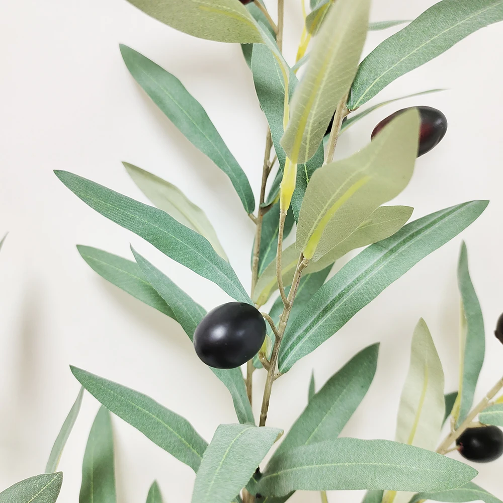 Silk olive leaves stem with fruits grey green olive home decor plants artificial olive twigs faux greenery