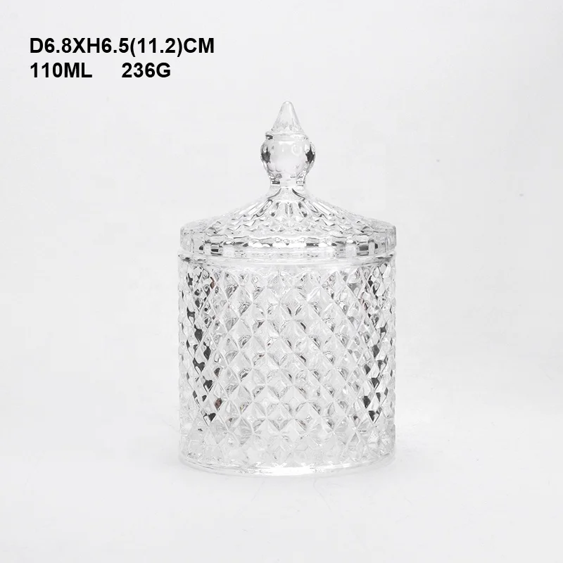 Luxury clear glass candy bowl glass candy jar with lid