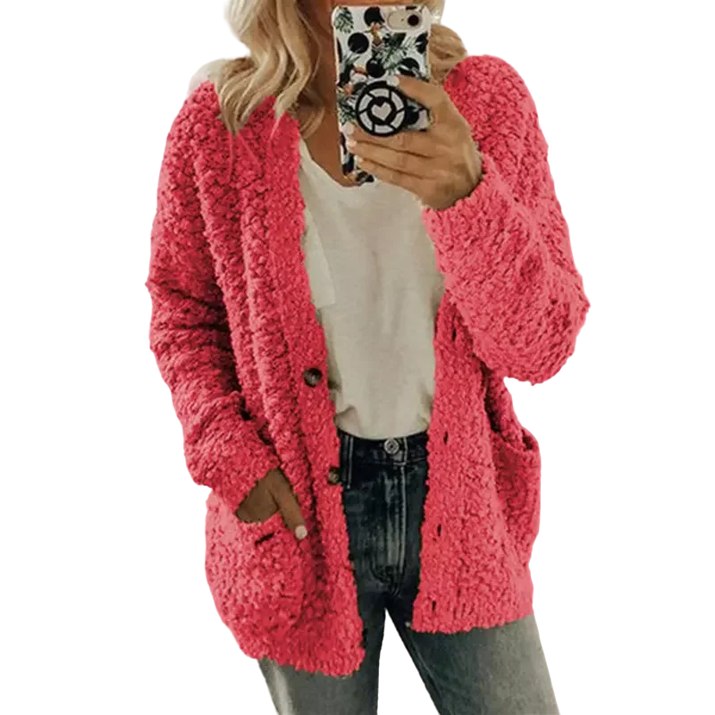 women sweater coat with two pocket multi-colors jackets ladies boutique fashion winter clothes for women