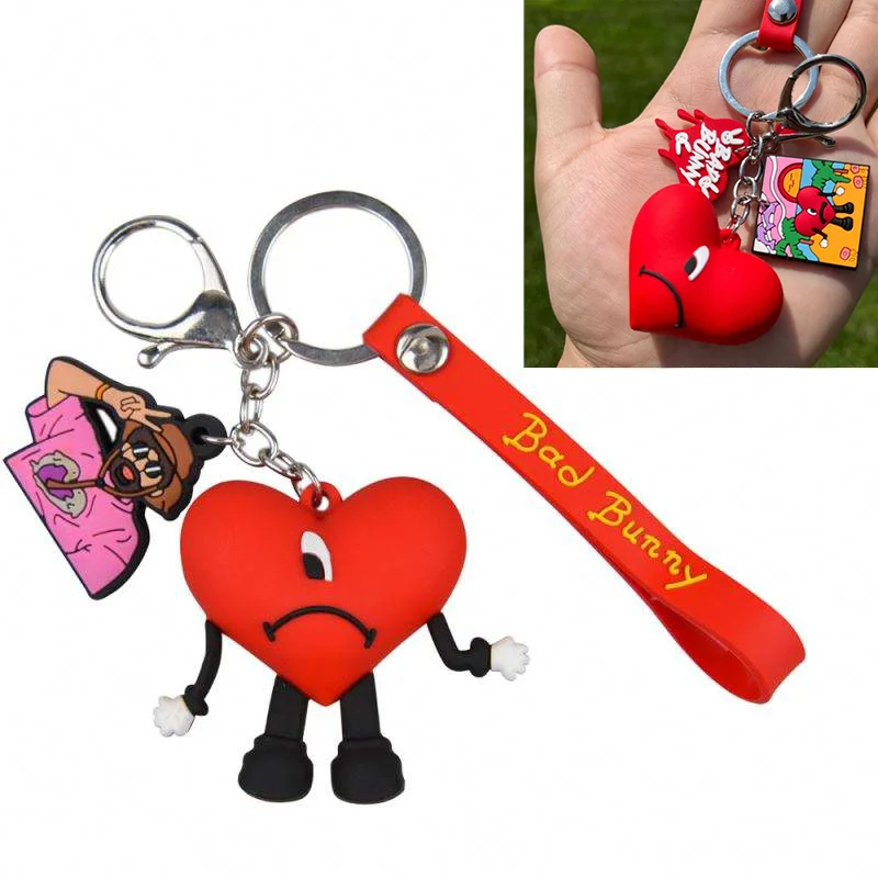 2022 YIWU AULLAN Christmas Gifts Keychain Pendants Juguete Bad Bunny Croc Charms 3D pvc Rubber Keychain Bad Bunny Keychain
