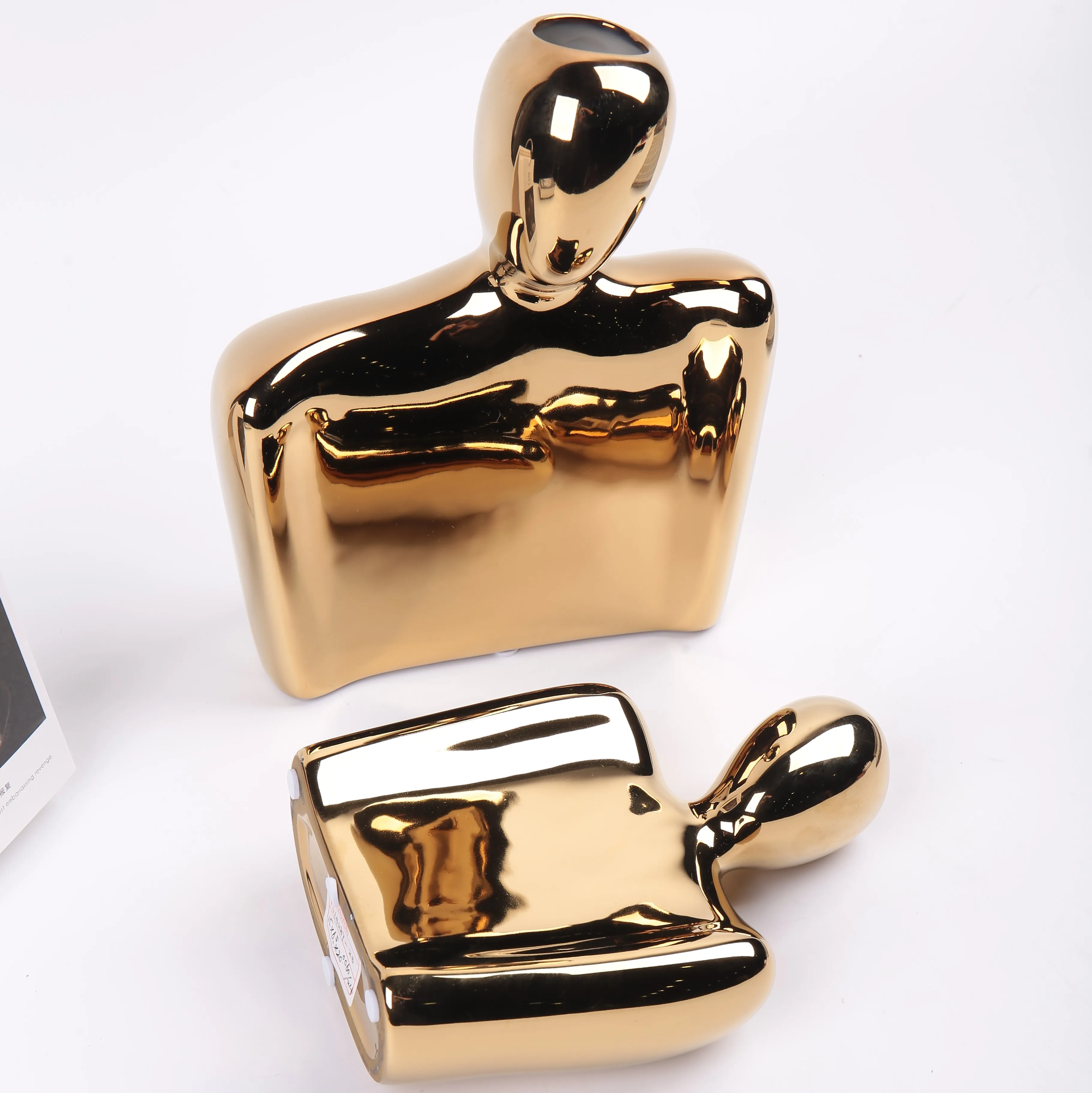 Couples design art decorative vaso wedding florero desktop arrangement nordic gold plated modern luxury vase