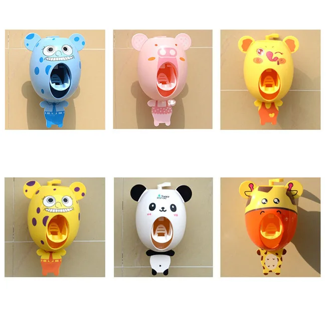 Dropshipping Bathroom Wall Mounted Automatic  Children Kids Family Cartoon Animal  Dispenser Toothpaste Squeezer