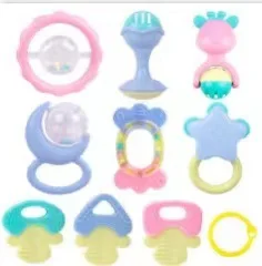 2023 Hot Selling Newborn Rattle Handbell Set Teether Ring Hanging Funny Baby Rattles Toys