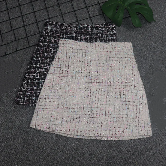 
New Autumn Women Skirt Lady Tweed Wrap Skirts Plaid Ladies Short Skirts 