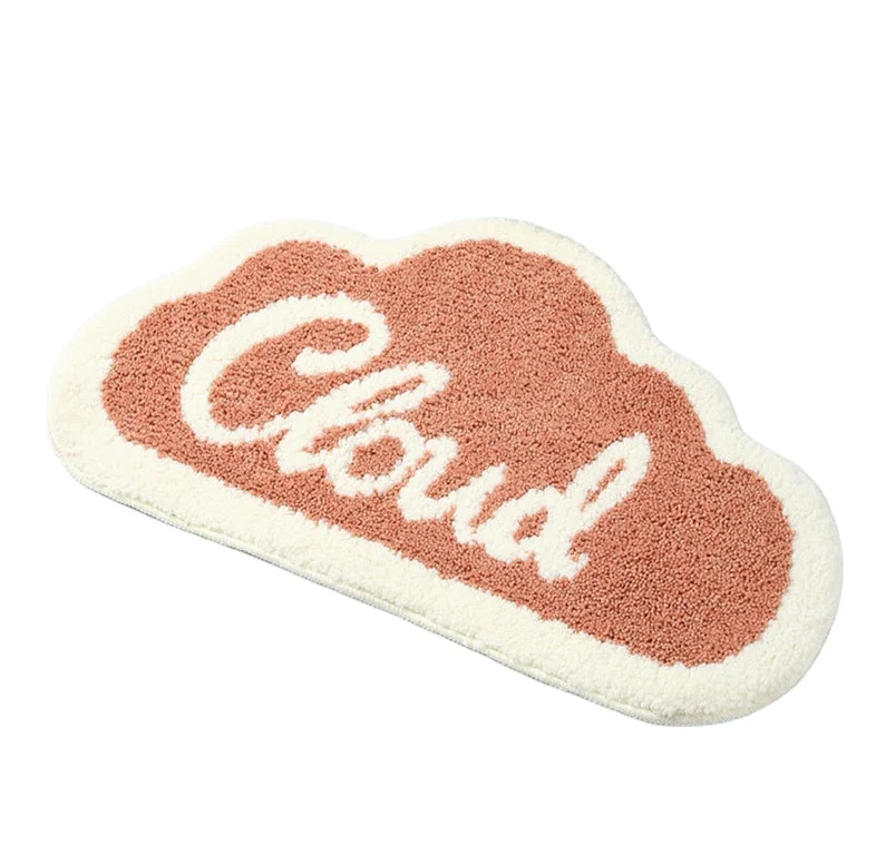 Simple Cloud Shape Microfiber Floor Mat Water Absorption Antiskid Foot Pad for Toilet Bedroom