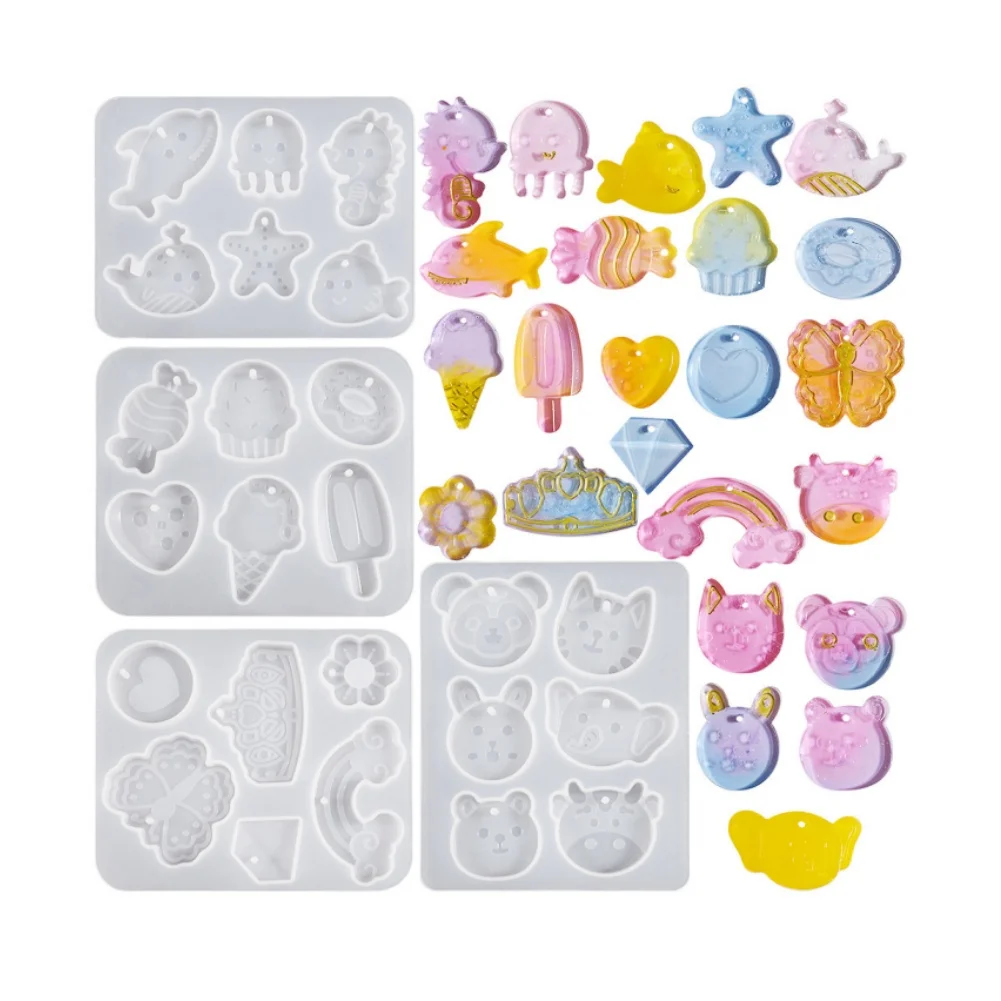 Rawmand Resin Epoxy Casting Mold for Keychain DIY Jewelry Pendant DIY  Making Craft Casting Mold Sea Animal Candy Ice cream etc