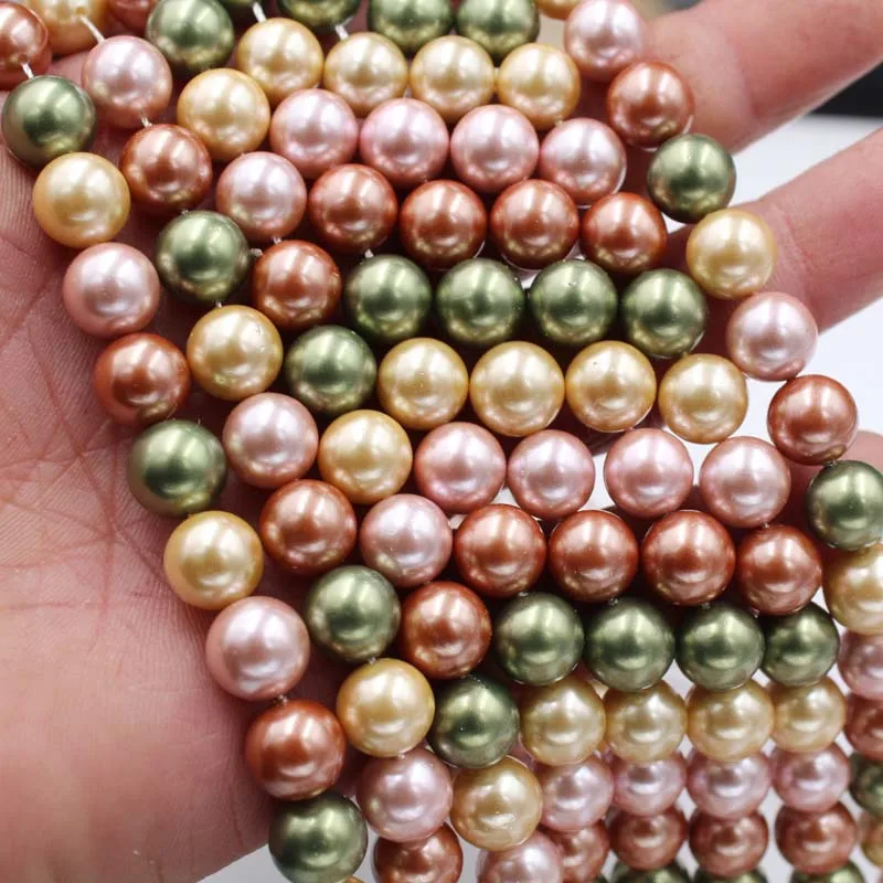 6-12mm Multiple Colors Mixed Colors Bulk Freshwater Natural Seashell Imitation Pearl Chain Glass Beads For Jewelry Making