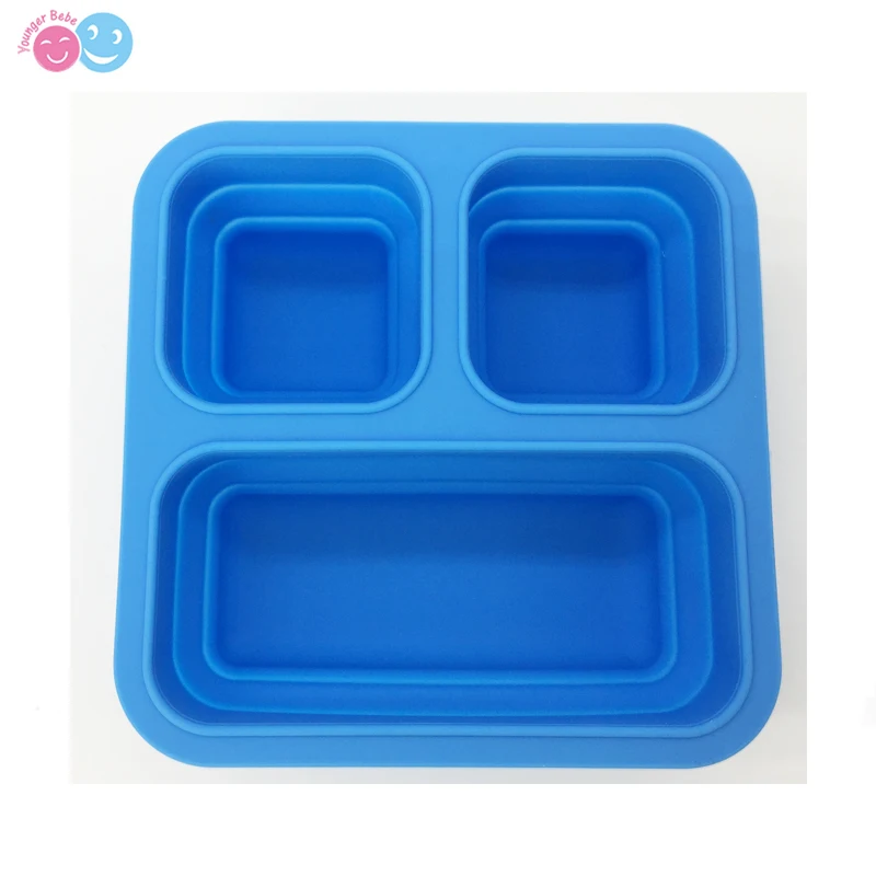 3 Portions New Arrival Silicone Ice Tray Baby Food Storage Container Folding Freezer Tray