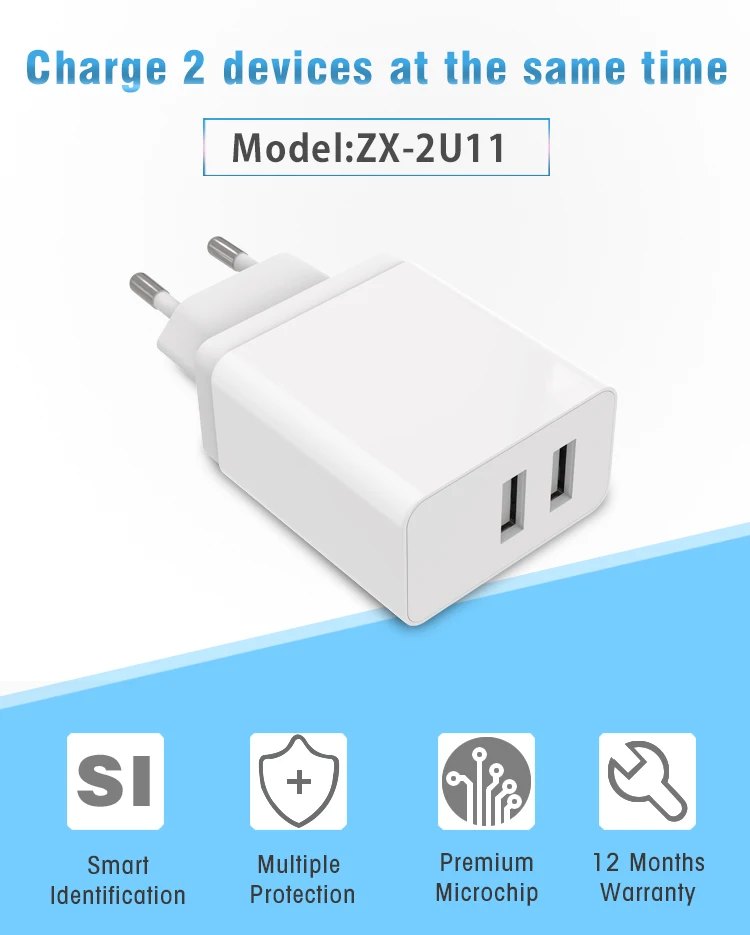  ZONSAN OEM 2 порта USB 3.1A настенное домашнее зарядное устройство адаптеры для мобильных
