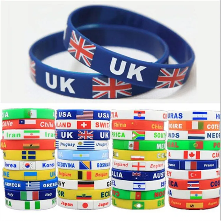 OEM Fashion Gift COUNTRY FLAG Wristband, Silicon Bracelet Wrist Bands Custom Silicone Wristband