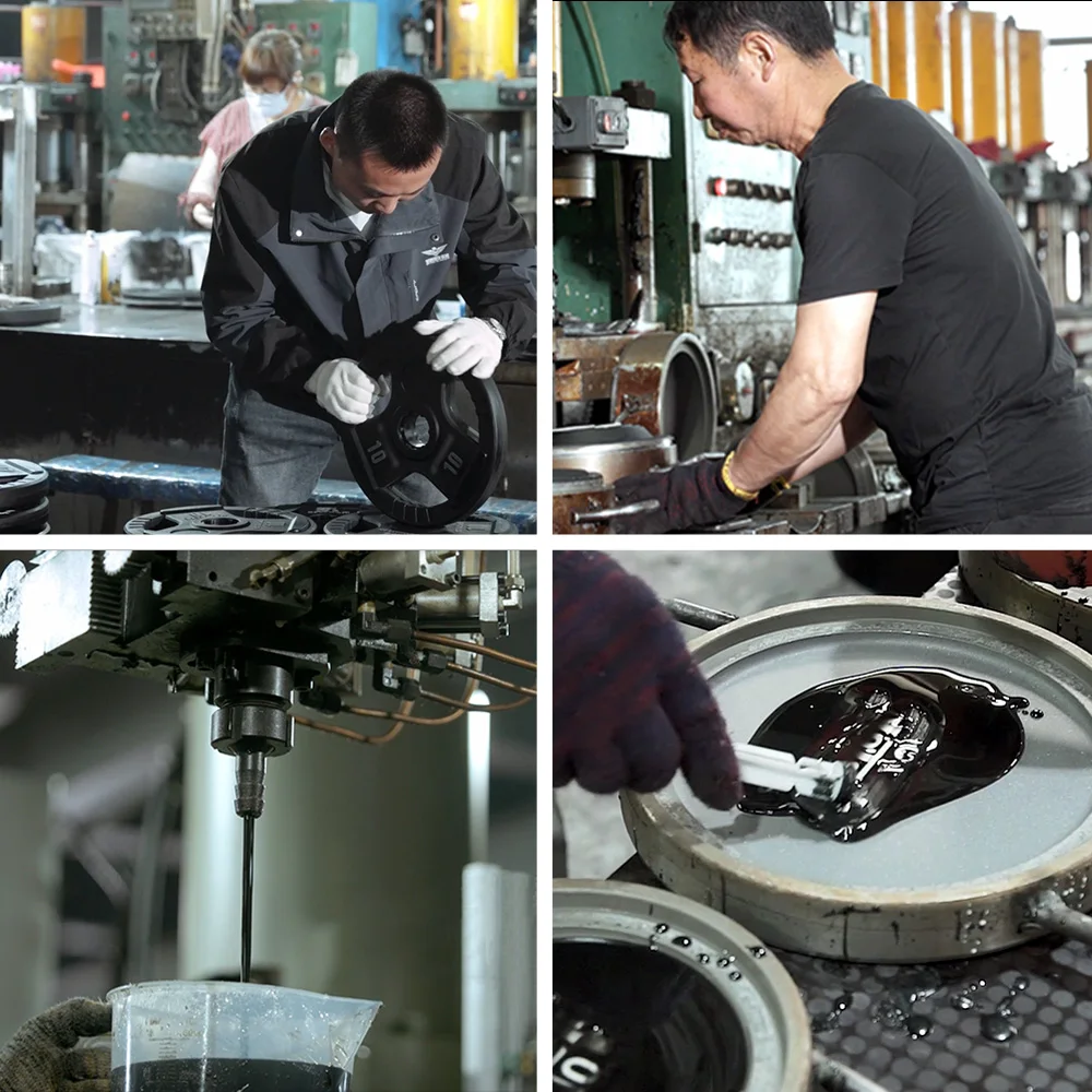 Commercial Rubber Grip Gym Weight Plates 3-Grip Design with TPU Coating 51mm Stainless Steel Hole fitness equipment Custom Logo