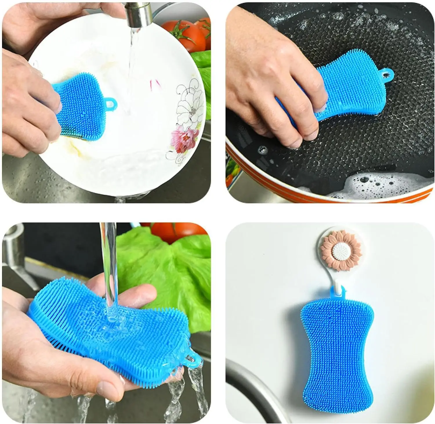 Carcaticz Silicone Sponge Washing Scrubber Reusable Dish Cleaning Brush Double Side Multipurpose Silicone Dish Sponges