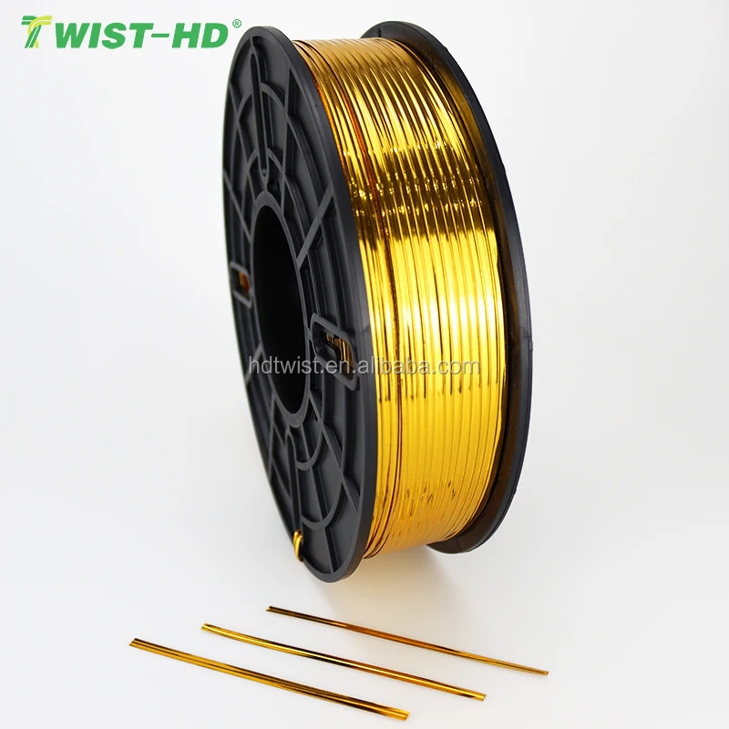Golden PET twist tie/metallic twist ties in spool for TD-E twist ties machine