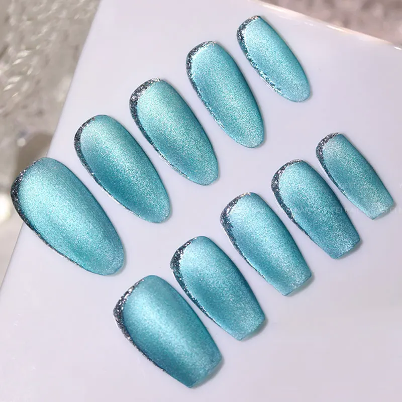 New Arrival Glitter Nail Polish Blue Fairy Color Soak Off Cat Eye Uv Gel Polish
