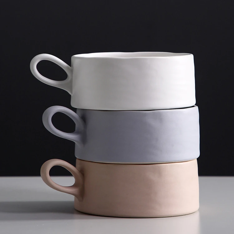 
European style breakfast custom color porcelain milk coffee cup with cookie biscuit holder 