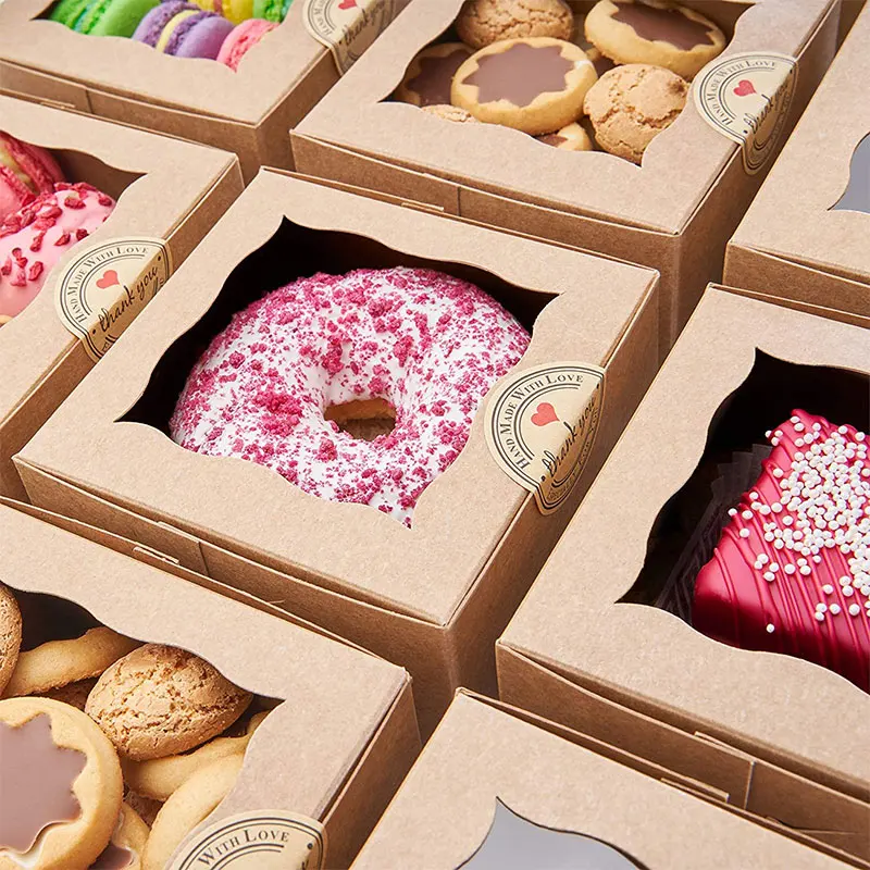 Cake Shop Durable Desert Pastry Boxes Cake Bulk, Cake Packing Box Paper With Window Clear