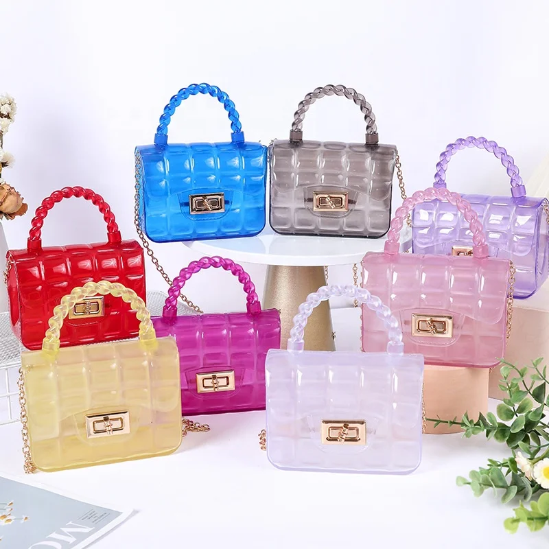 2023 Latest design Custom Women Girls Kid Daily Bag Cute Candy Color Kid Jelly Mini Handbag