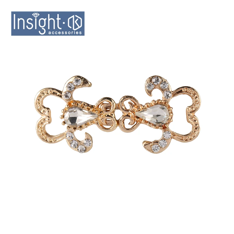 2.2*4.8cm Sofa Crystal Buckles Rhinestone Purse Heart Clasp Metal Custom Garment Diamond Shoe Buckle