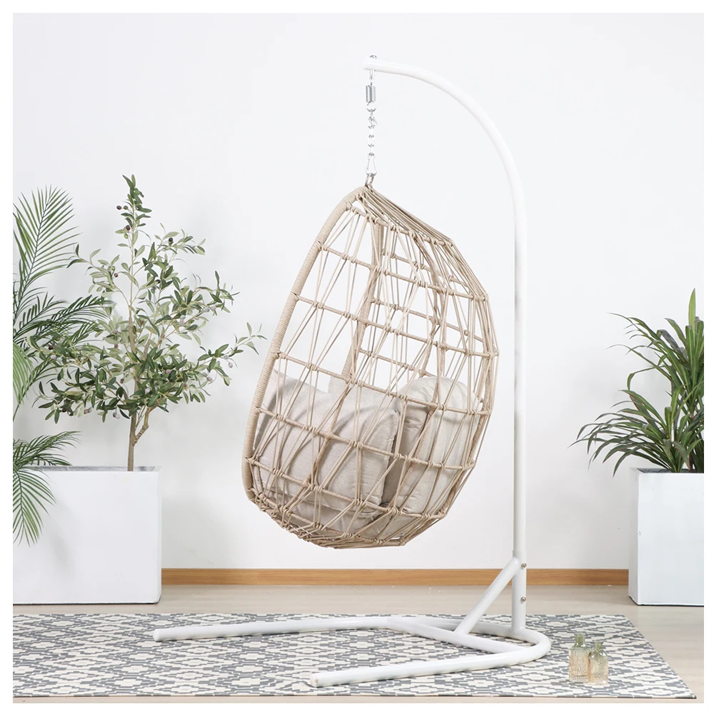 modern luxury hanging chair supplier rope outdoor hanging chair with stand egg outdoor chairs