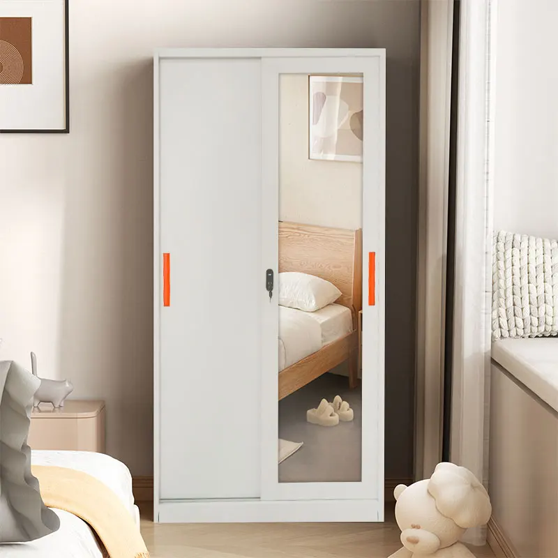 Metal wholesale printed closet iron detachable storage clothes cabinet bedroom 2 door metal almirah modern design wardrobe