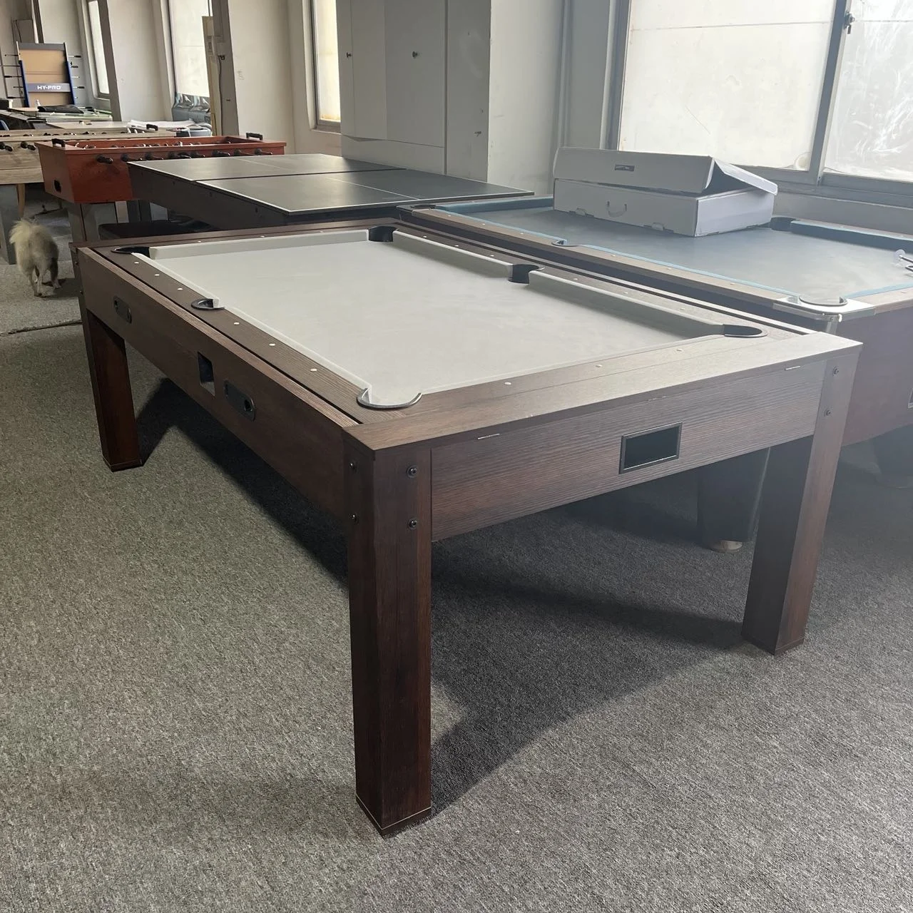 7 Foot 4 in 1 Multi Game Swivel Billiard Pool Tables with air hockey table tennis dining