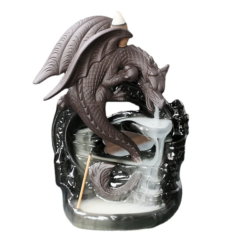 Ywbeyond pterosaur waterfall censer sandalwood incense cones holder home decor ceramic dragon backflow incense burner