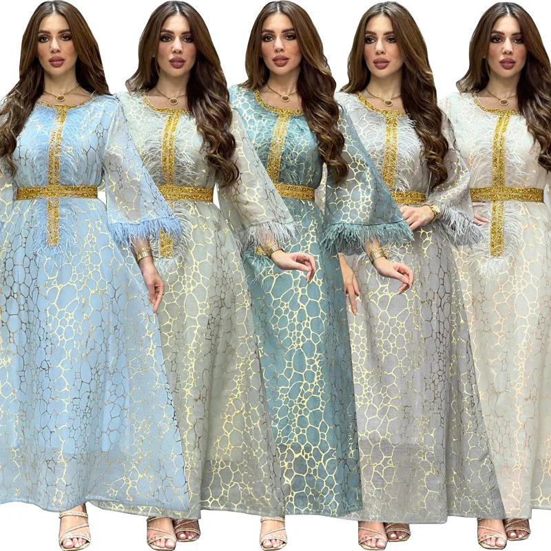 AB239 Dubai dress autumn and winter hot sale Middle Eastern Arabian dress hot stamping and diamond dress