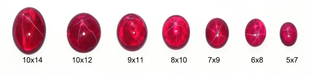 Big Size Red Star Sapphire Stone 9x11mm to 15x20mm White Pattern Flat Back Oval Beads Corundum Ruby Sapphire Stone for Sale