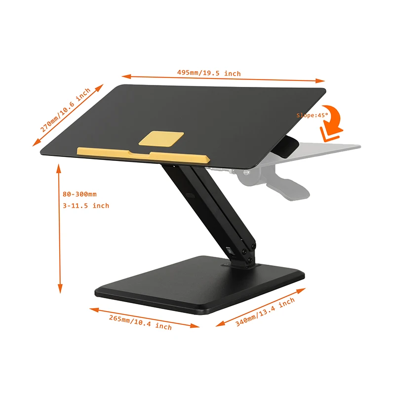 Adjustable sit to stand laptop ergonomic stand up standing desk converter Compatible with MacBook Air Pro and laptop