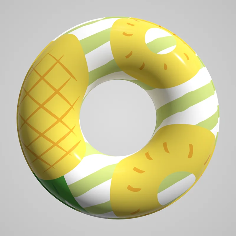 Custom Size 90cm PVC Fruit-Shaped Inflatable Swimming Ring Pool Float for Kids and Adults with Air Tube