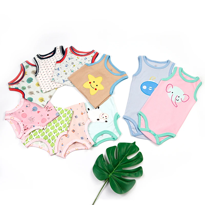 baby clothes outfit knitting 5 pack sleeveless baby romper pajamas bodysuits  for  baby summer