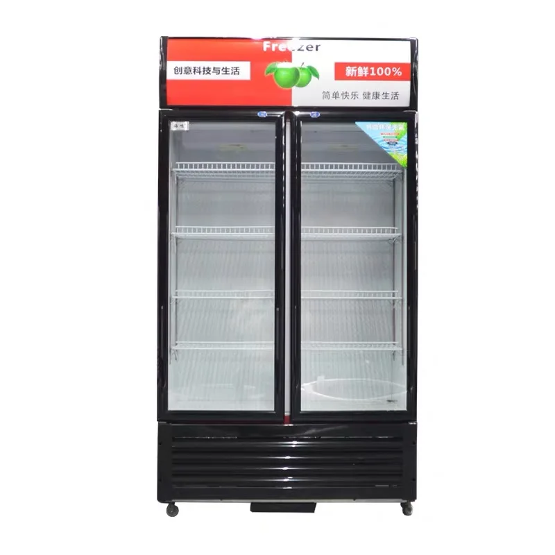
Factory price Manufacturer Supplier coll drink fridge display Double doors open beverage cooler display case for hot sale 