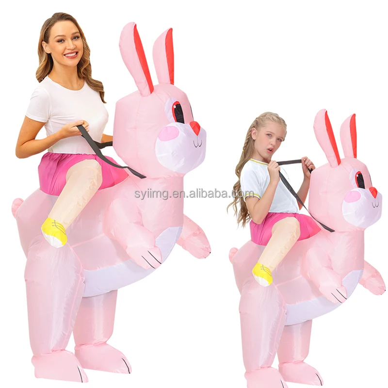 Ride on Rabbit Inflatable Costume A Child Holiday Party Giant Inflatable Costumes Easter Customize Costumes Blow Up Suit