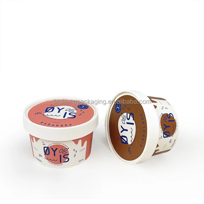 Premium quality paper custom logo biodegradable 8oz 16oz 32oz pint cookie dough packaging with lid