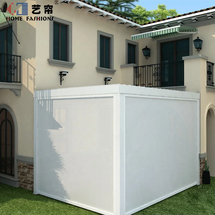 Balcony electric windproof roller curtain outdoor pavilion intelligent sunshade insulation sunscreen window rainproof curtain