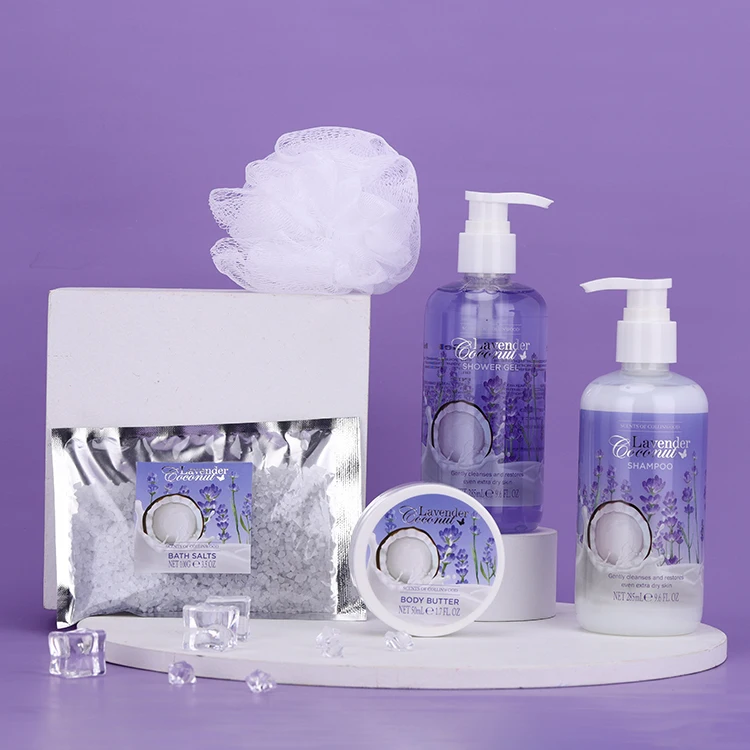 Wholesale 285ml shower gel shampoo lavender bath spa gift kit women bath and body care set
