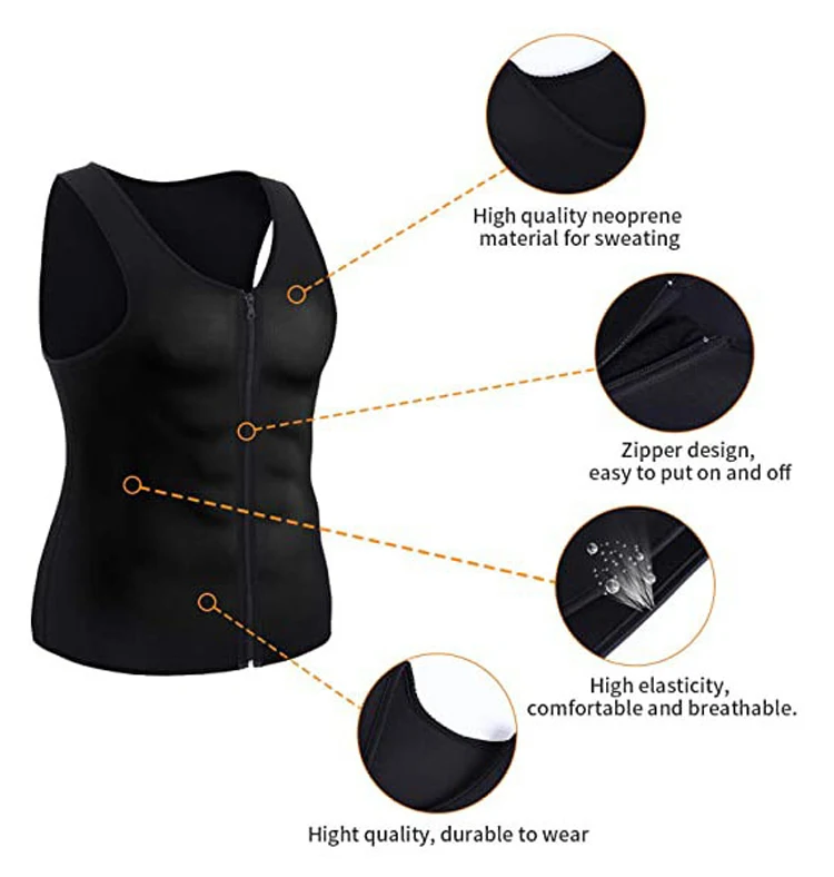 High Quality Neoprene Double Strap Waist Trainer Workout Tank Top Back Support Vest with Trimmer Belt for Men