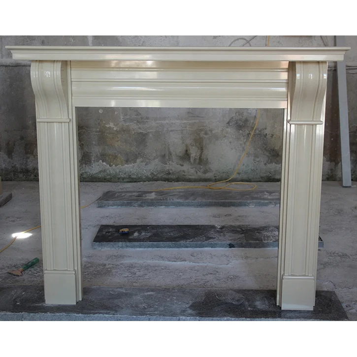 Top Quality Irish Dublin Corbel in Crema Fiore Alpine White Micro Man Made Marble Stone Fireplace Surround