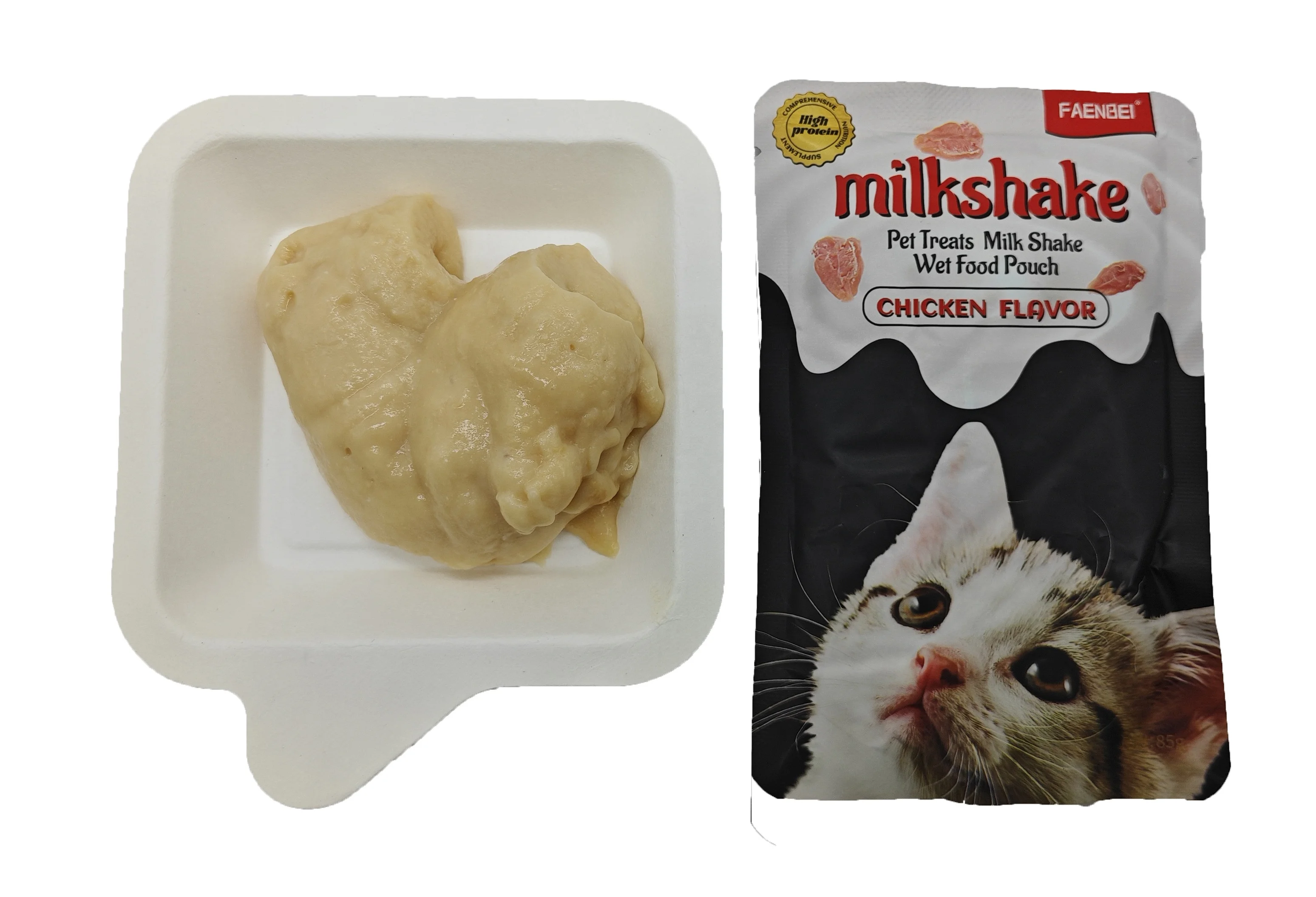 Цельнозернистые котята кошачьи нежные влажные корма с куриным мешочком в молочный коктейль 80 гр