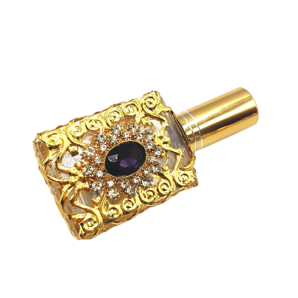 15ml spray perfume bottle with golden/silver/purple sprayer and outer caps MOQ 1pc