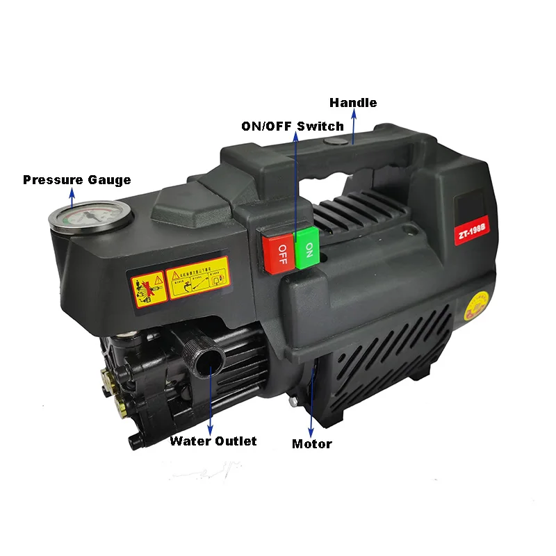 220V 1800W 2800 об/мин мини мойка высокого давления для мытья автомобиля машина стиральная с 10 м длиной