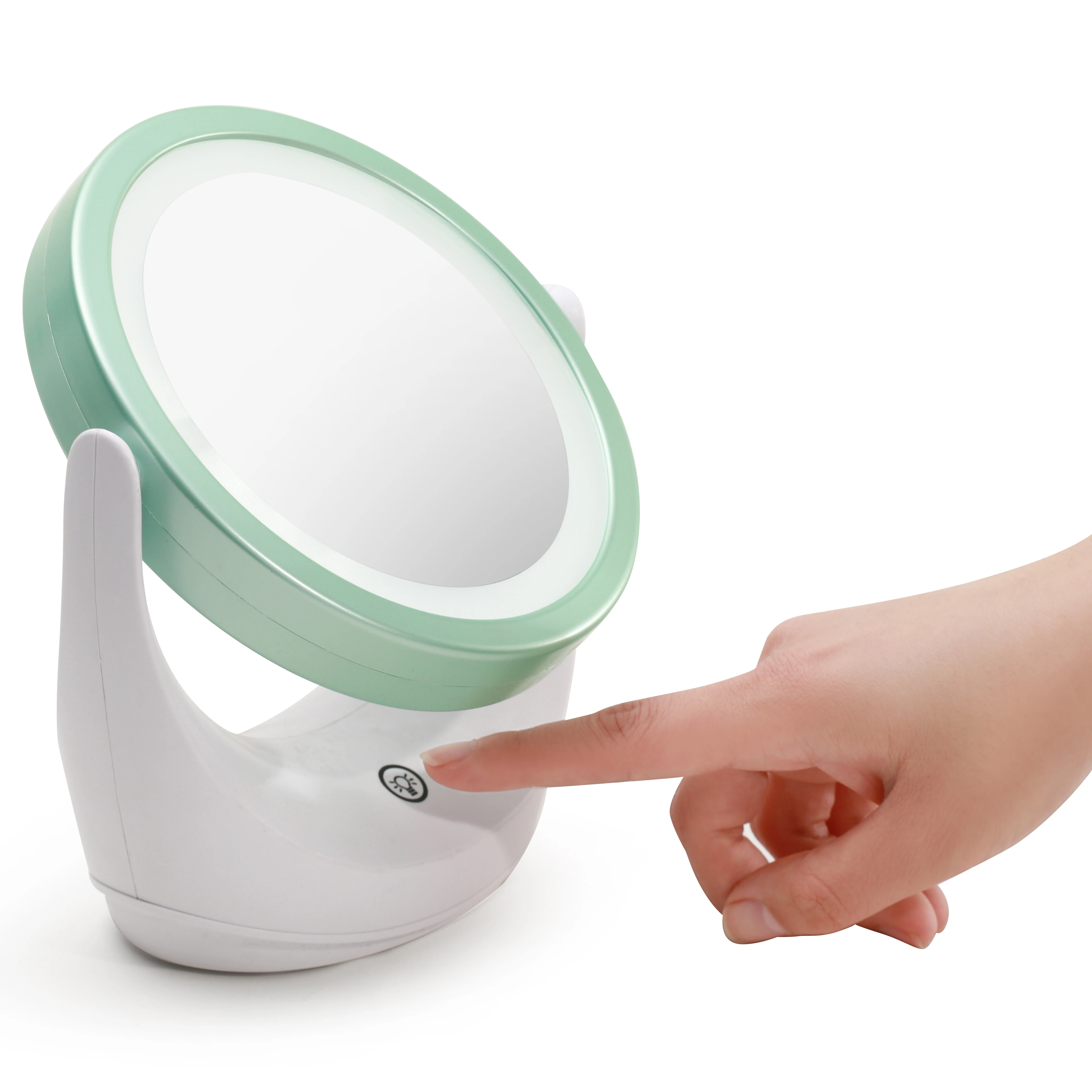 Led Makeup Makeup Table Countertop Cosmetic Mirror with Light Bright LED Illumination Metal Round Chrome 12 Months