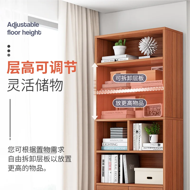 Custom Modern book shelf Design Wooden Display simple bookcase Wood Library Bookshelves Industrial Bookshelf with Back Panel