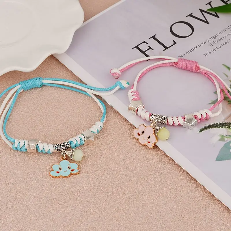 Fashion Cartoon Cat Pendants Splice  Luminous Bead Couple Bracelet Charm Women Men Gifts KIB153