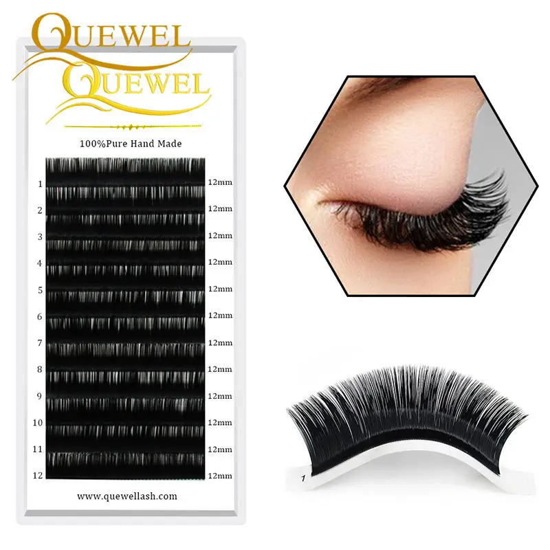 Quewel 2019 Hot Selling Soft Flat Eyelash Extension Of Eyelash Extension And Wholesale Ellipse Flat Eyelash Extension For Salon