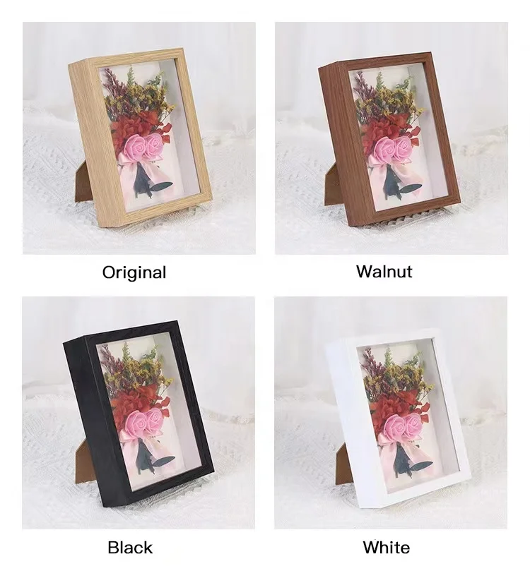 Photo frame depth 3cm wooden picture frame nordic shadow box dried flower specimen holder handmade diy gift home decor